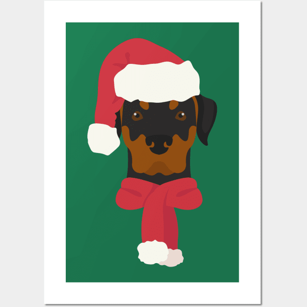 Christmas Rottweiler Dog Face Wall Art by JunkyDotCom